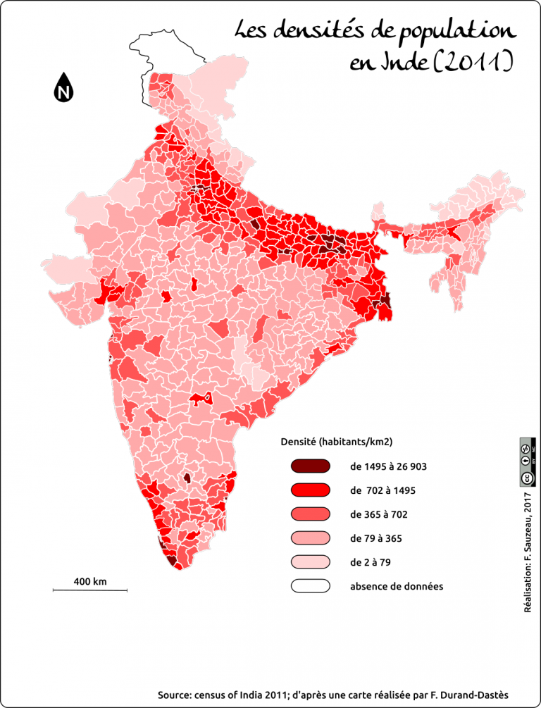 Les densités de population en Inde L atelier carto d HG Sempai